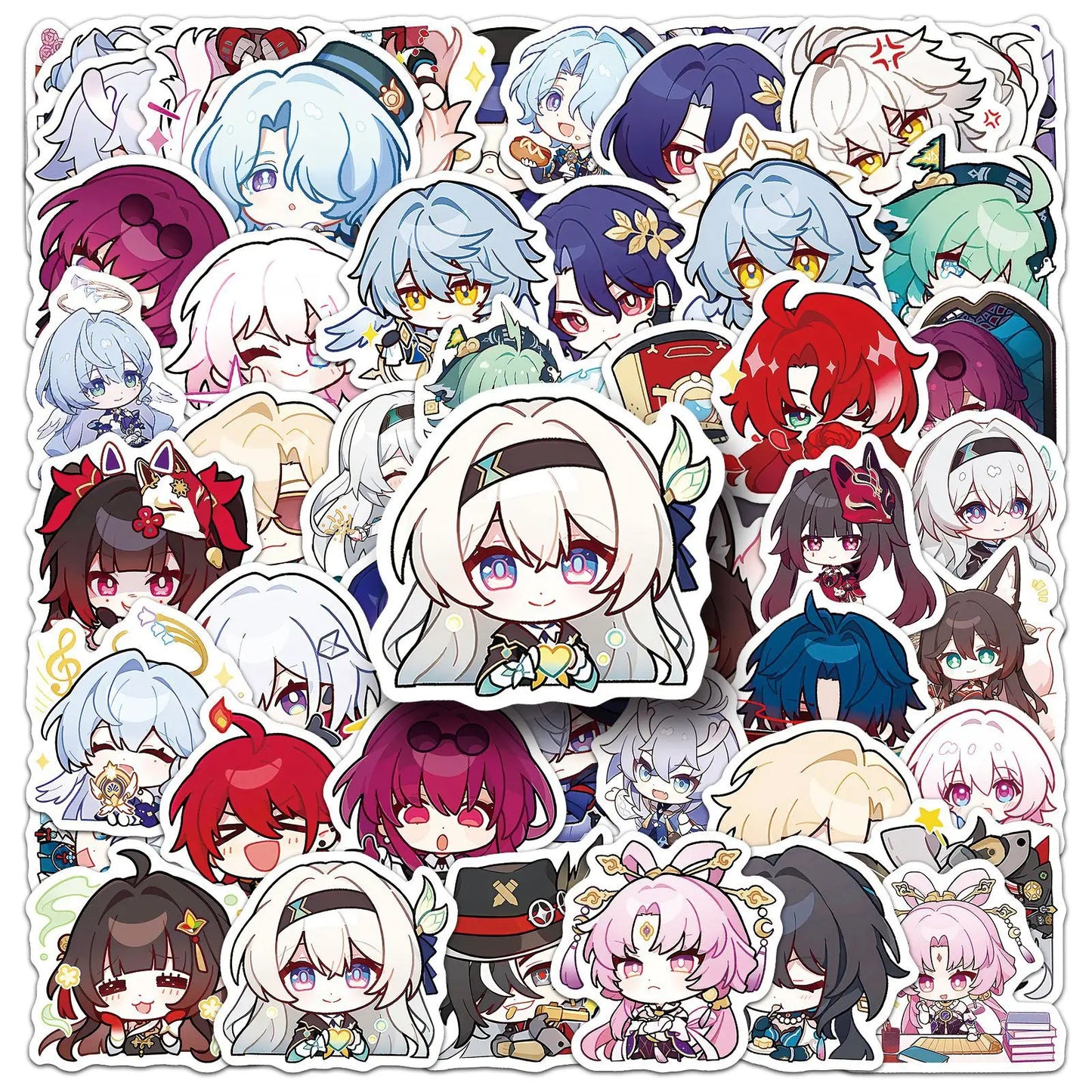 Honkai: Star Rail Q-Version Stickers (10/50pcs) – Waterproof Anime Graffiti Decals for Scrapbooks, Laptops & Gifts