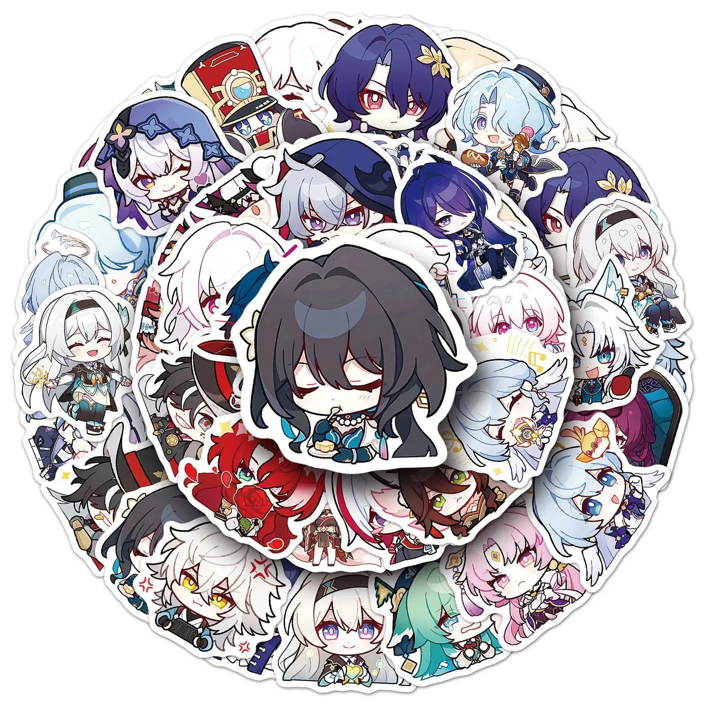 Honkai: Star Rail Q-Version Stickers (10/50pcs) – Waterproof Anime Graffiti Decals for Scrapbooks, Laptops & Gifts