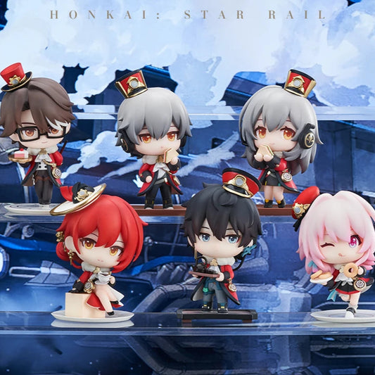 Honkai Star Rail tea party figures

Dan Heng March 7th mini figures

Welt Himeko game character ornaments

Honkai chibi collectible set

Tea party blind box

Honkai Star Rail merch

Train theme egg box set

Honkai PVC mini statues

